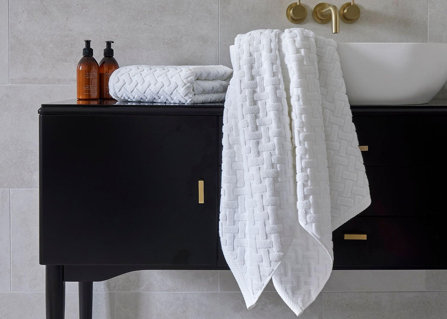 Christy "Trellis" Bath Towels & Bath Mat Collection in White