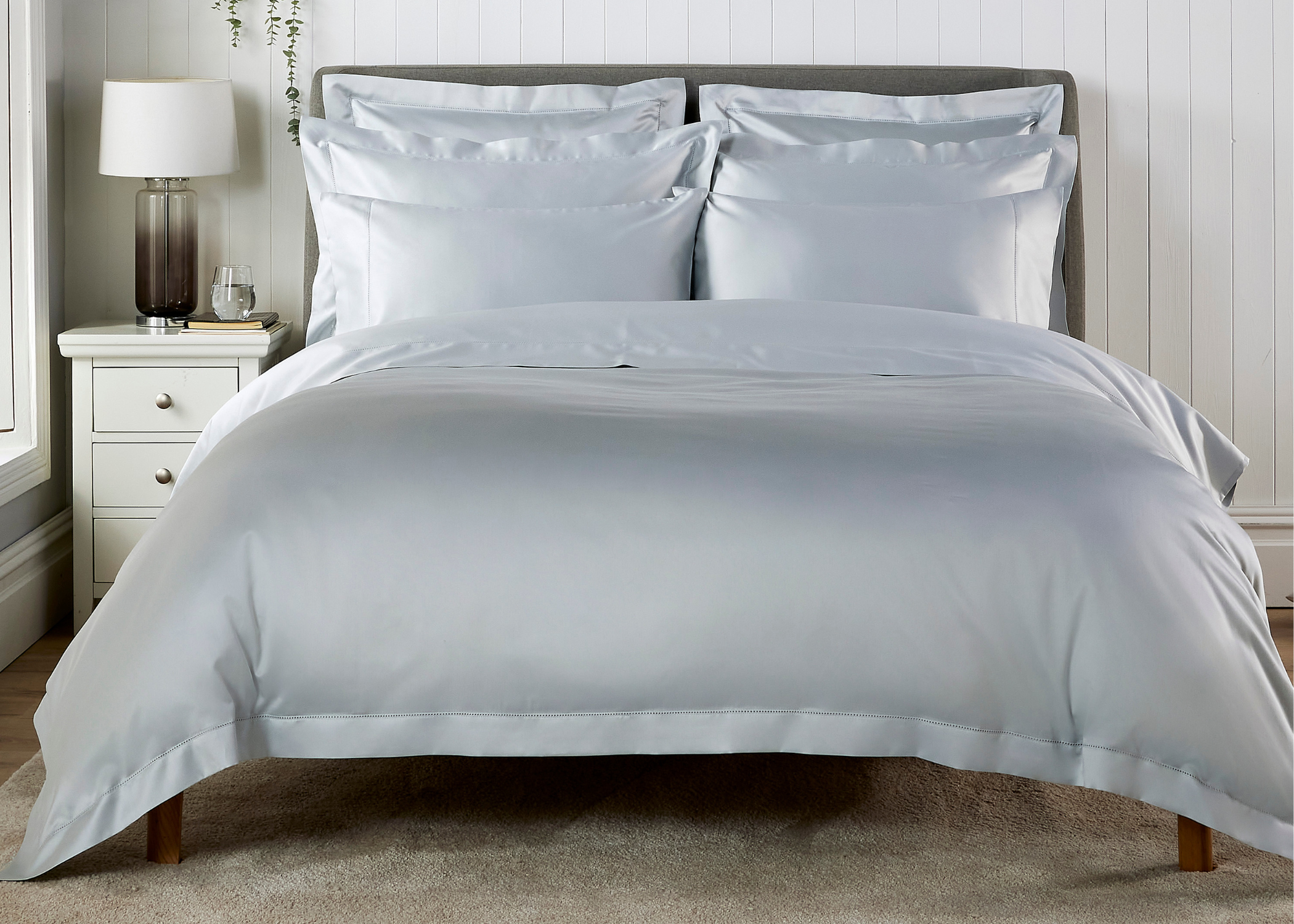 Christy Premium "900 Thread Count Picot" Bed Linen in Silver