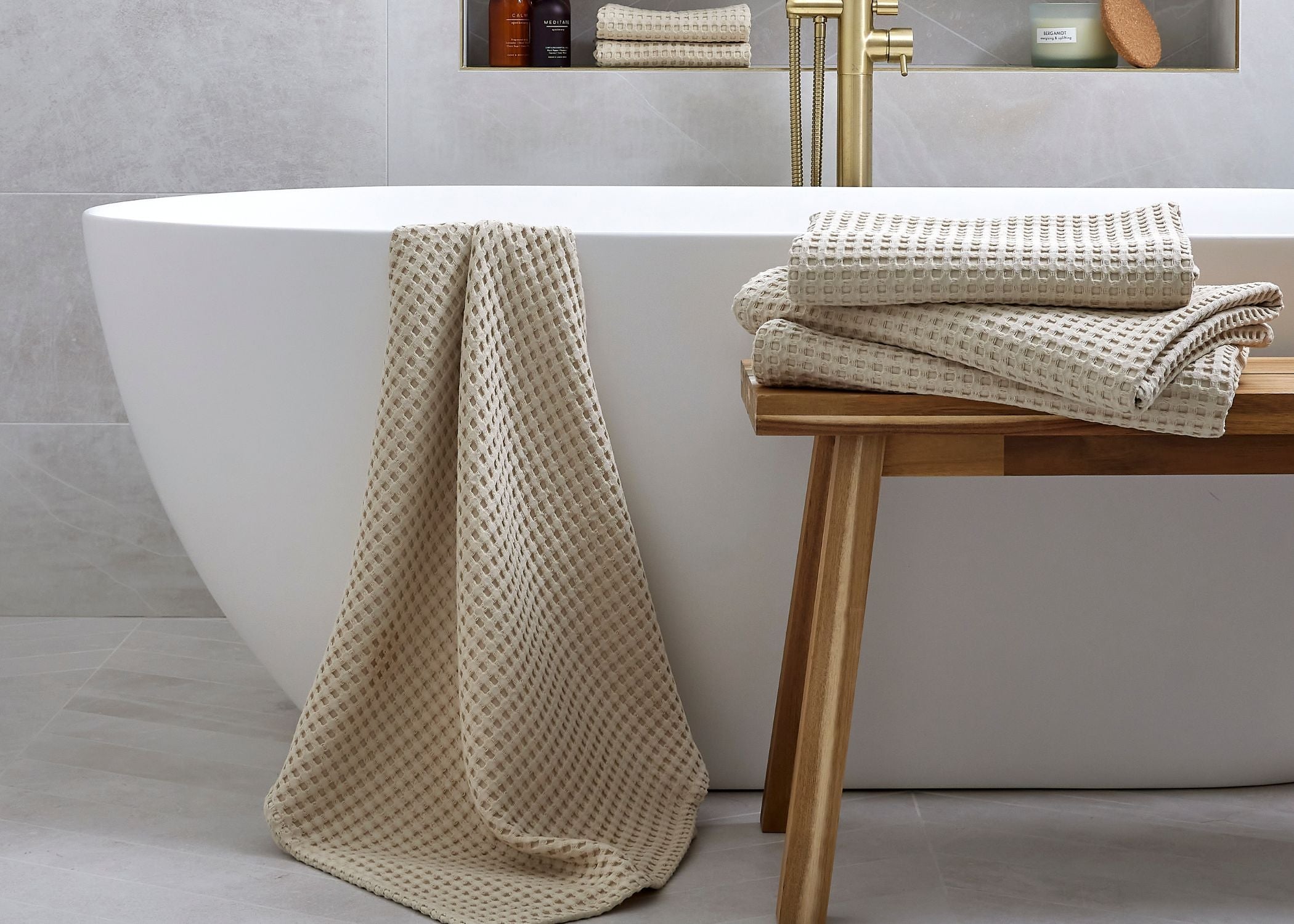 Christy "Waffle" Bath Towel Collections in Oat