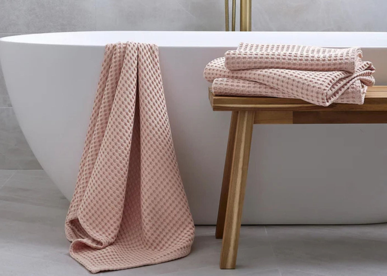 Christy "Waffle" Bath Towel Collections in Blush