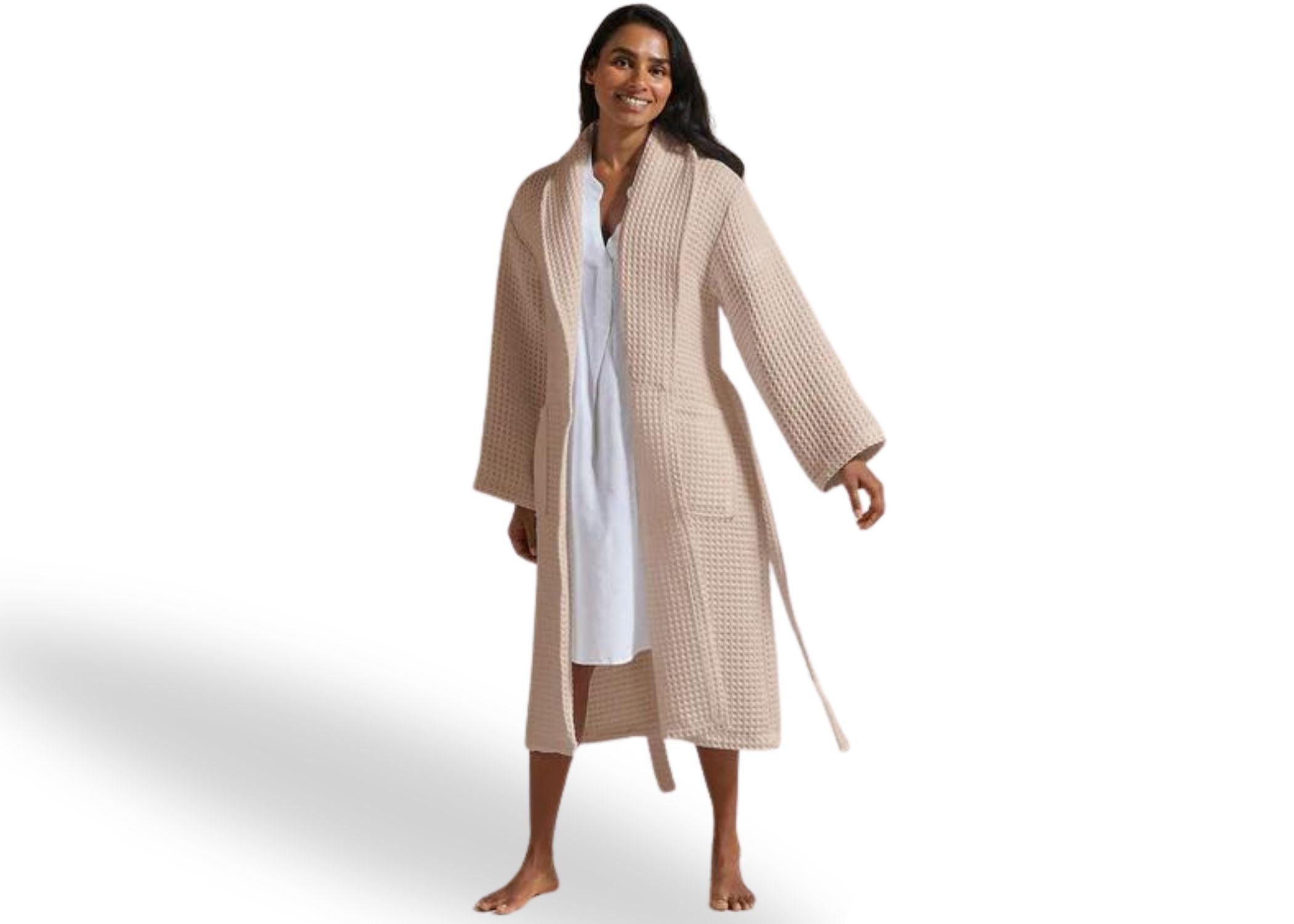 Christy "Waffle Robe" Bath Robe in Blush