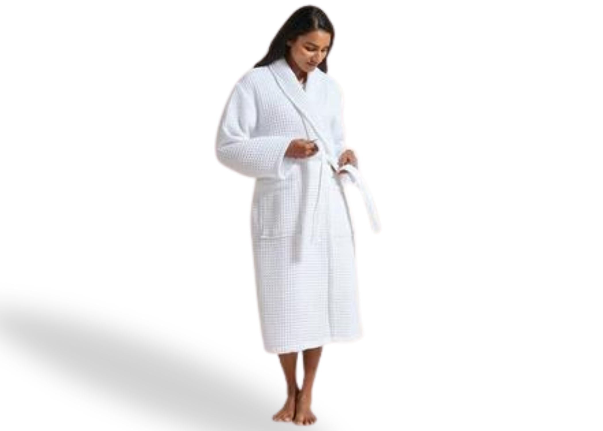 Christy "Waffle Robe" Bath Robe in White