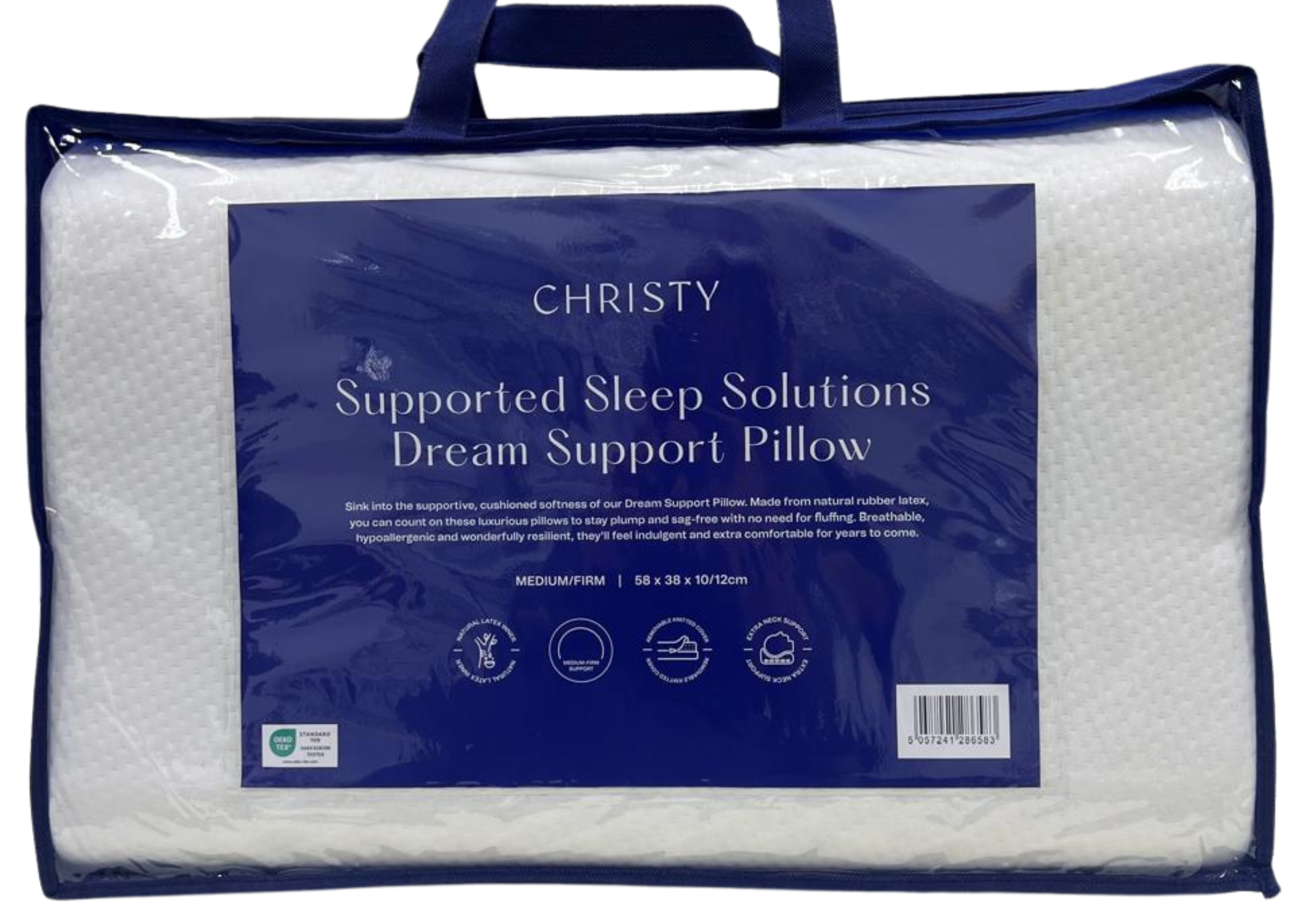 Christy "Dream Support" Natural Latex Pillow 58 x 38 x 10/12 cm