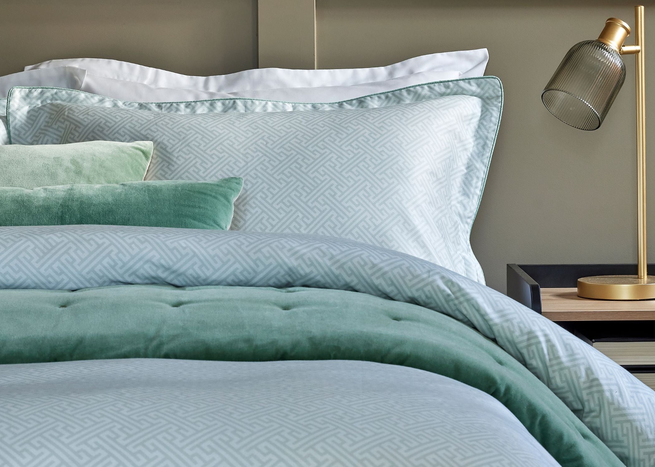 Christy "Hampton Geo" Duvet Cover Sets in Jade