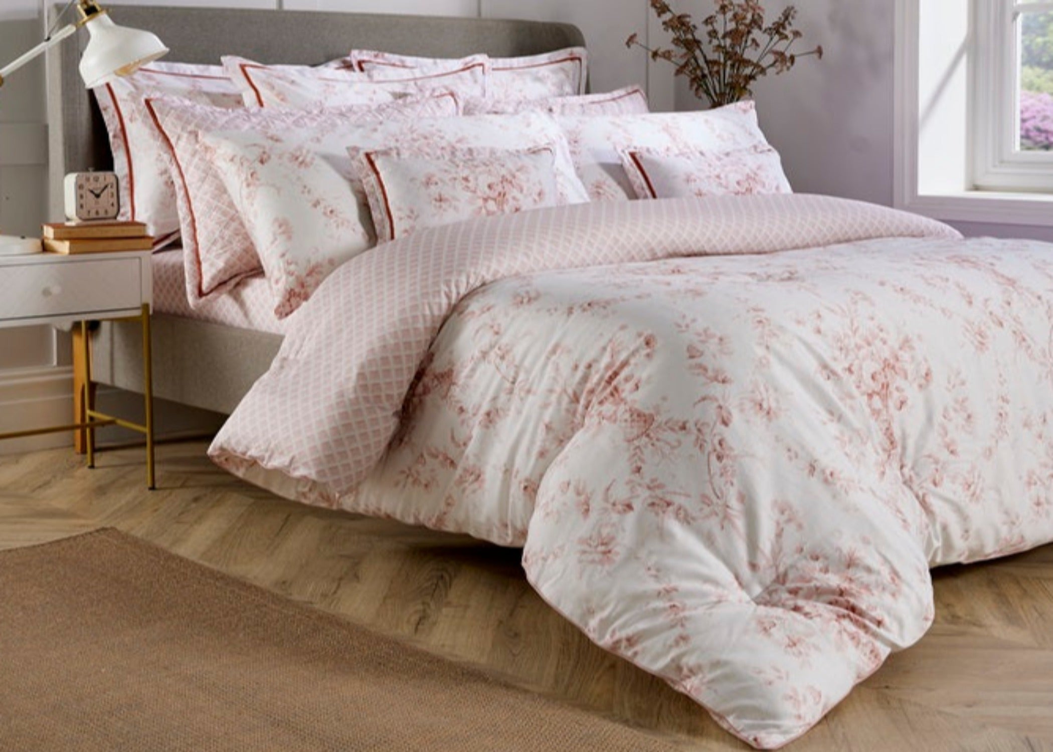 Christy "Toile" Duvet Cover Sets in Blush (Pink)