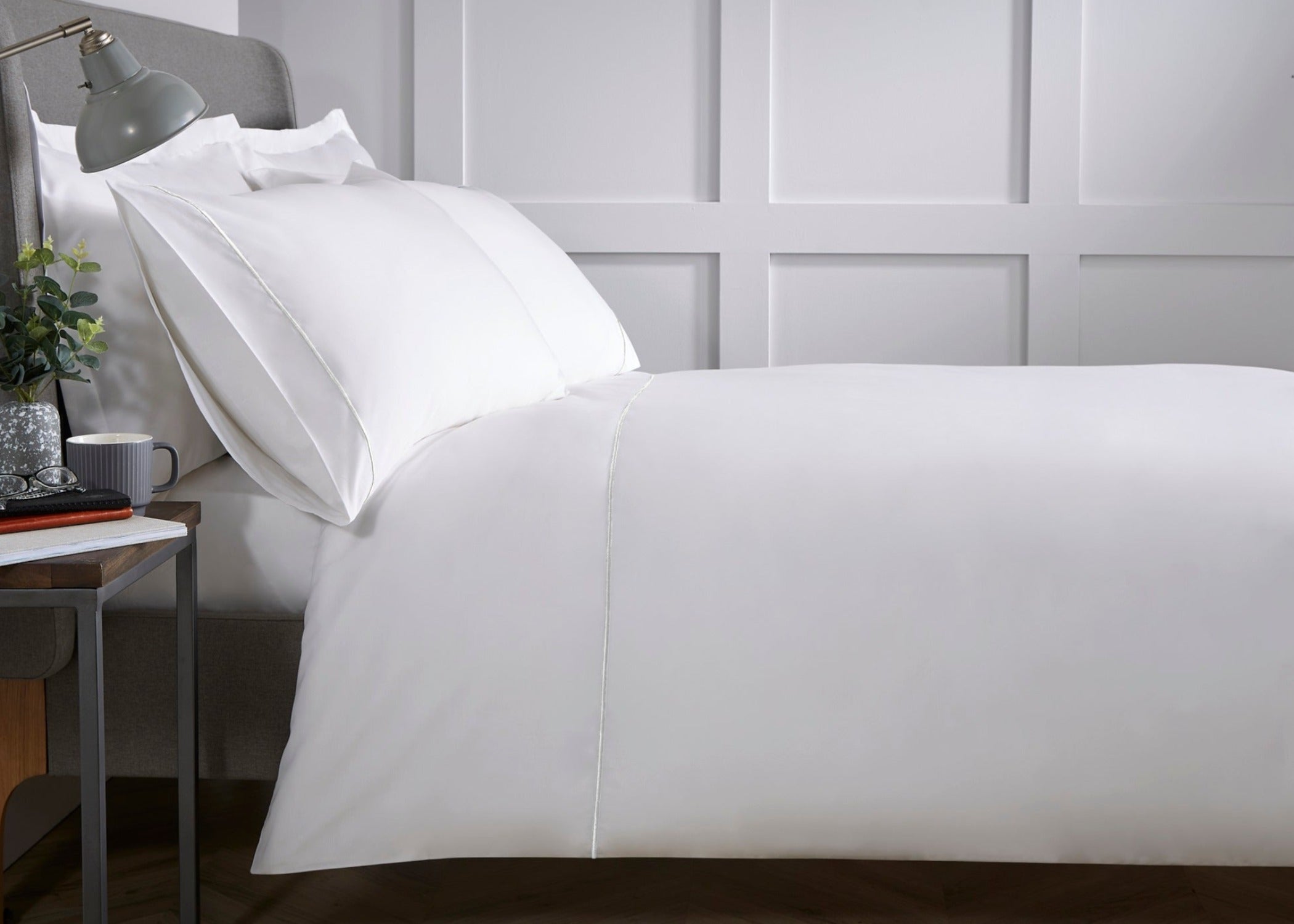 Christy "Broadway" Duvet Cover Sets in White with White Embroidery