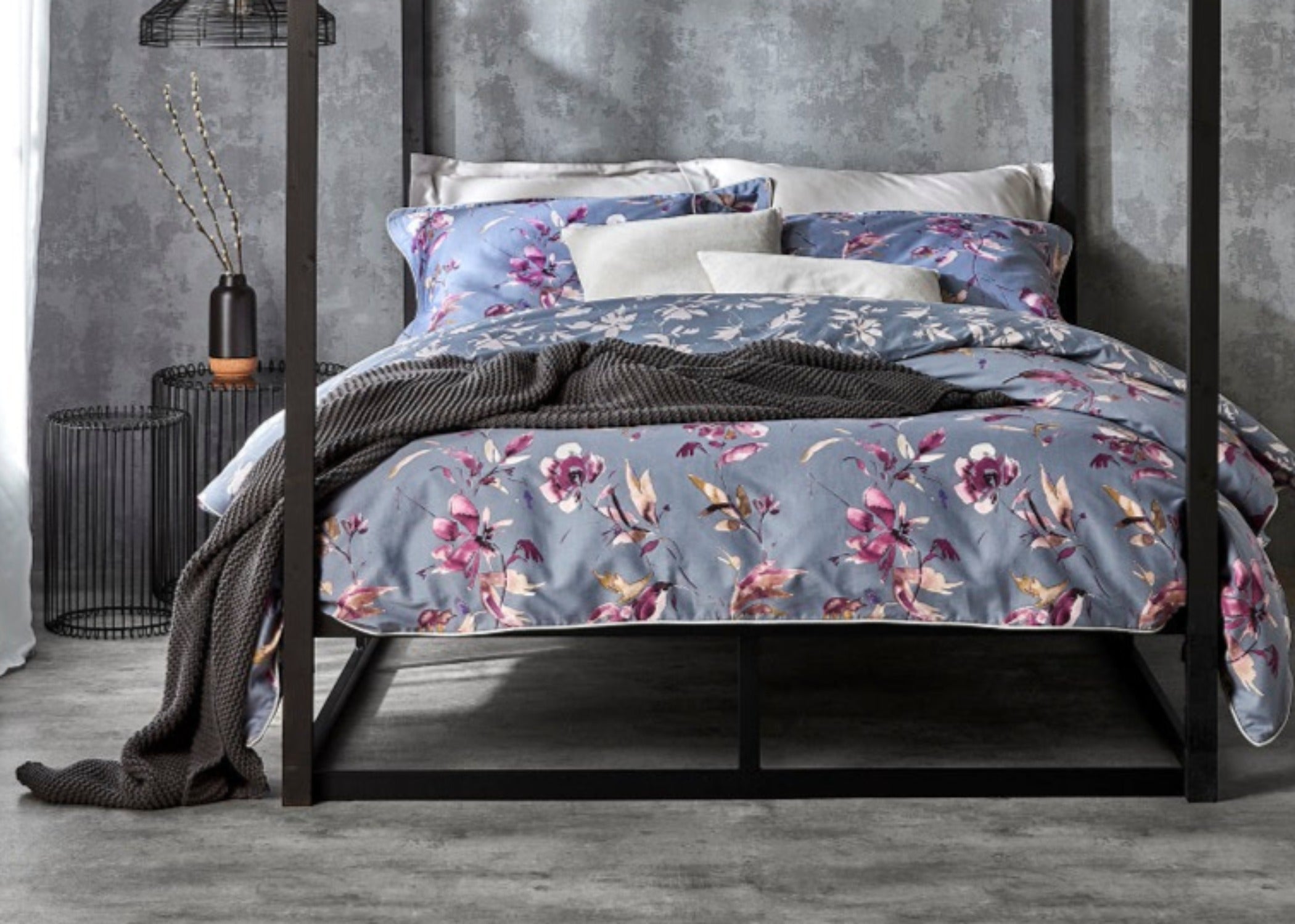 Christy "Floral" Duvet Cover Sets in Aubergine