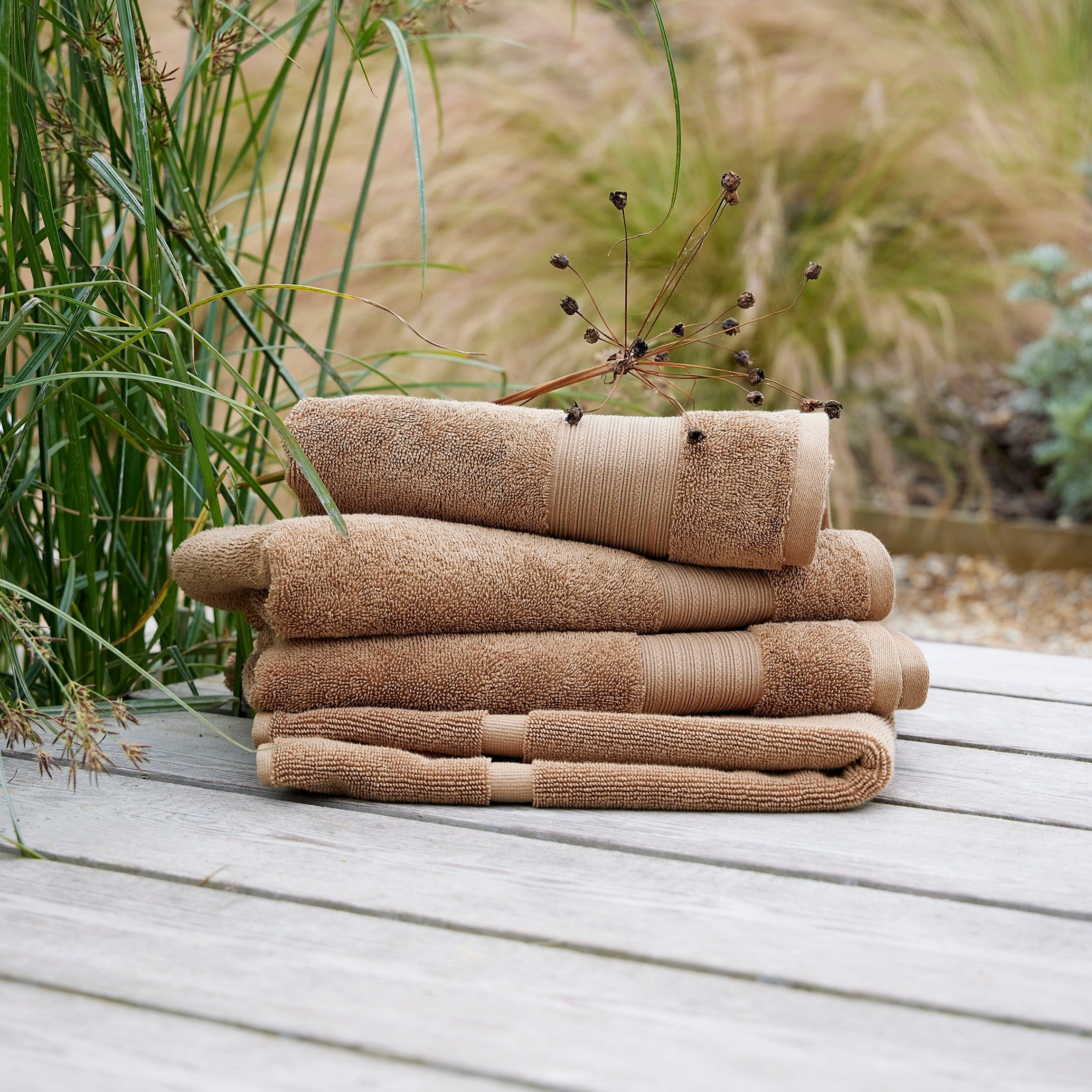 Christy Organic Eco Twist Bath Towels Collection in Caramel ( Brown)