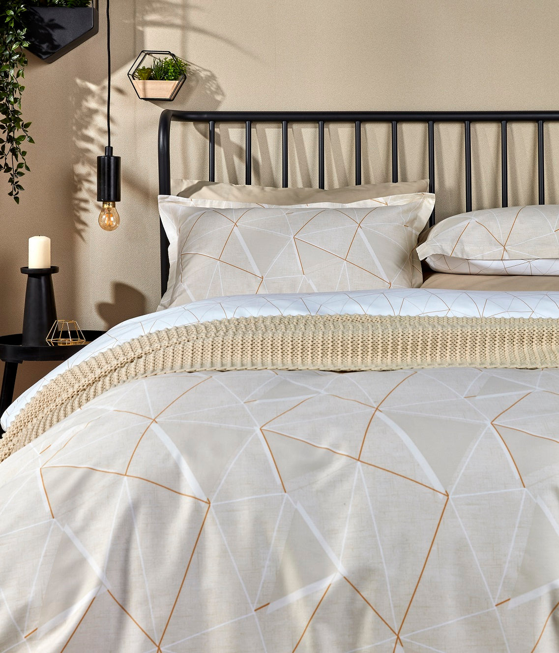 Christy "Triangle" Duvet Cover Sets in Biscuit