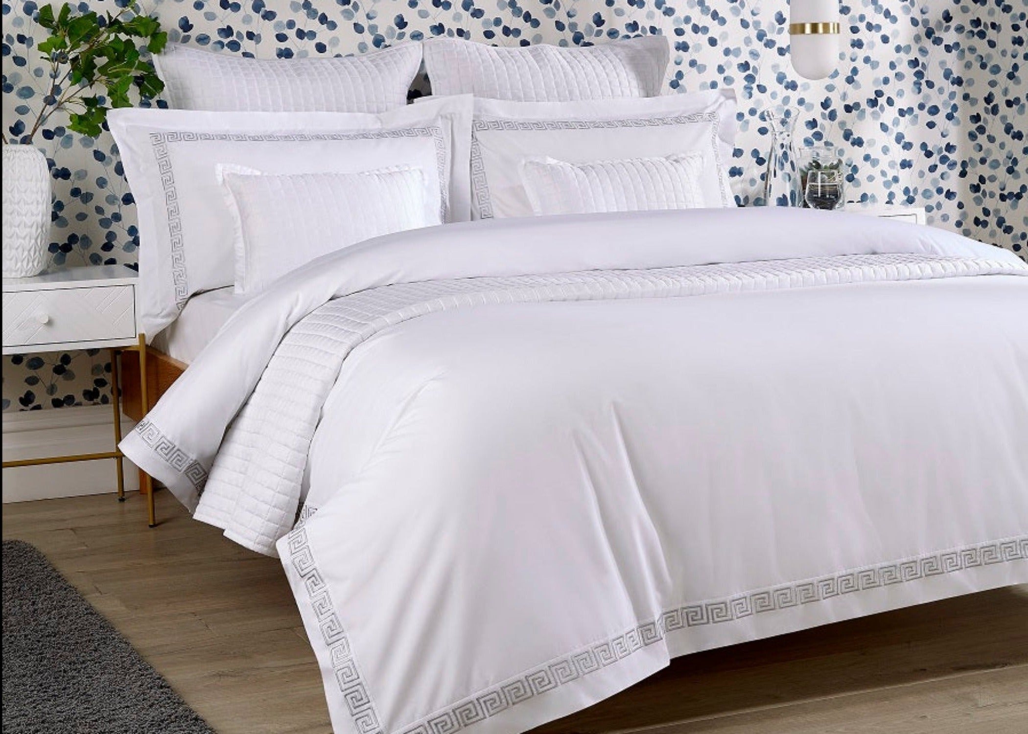 Christy "Verina" Duvet Cover Sets with Silver Embroidery