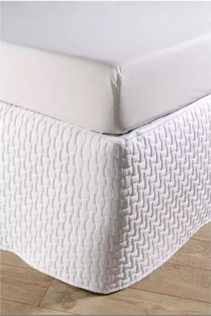 Christy "Windsor Quilted Bed Skirt" (Valance) in Colour White